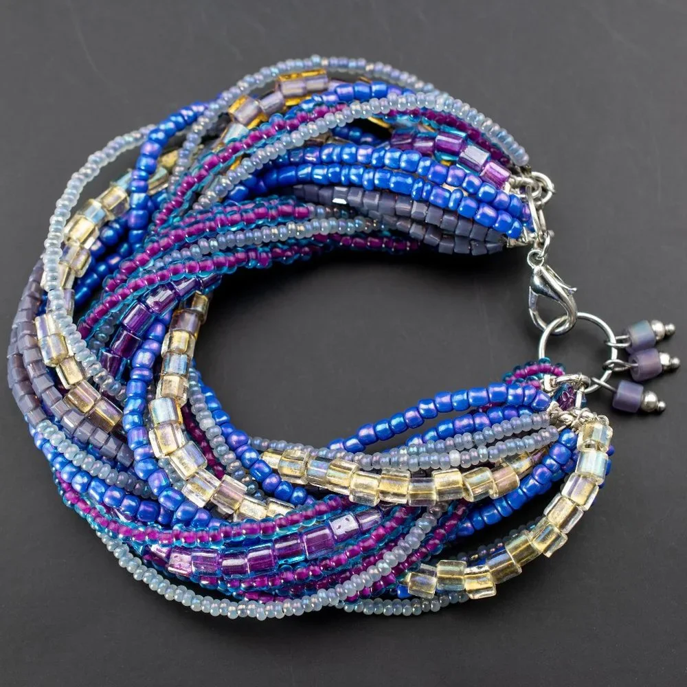 Super Chunky Purple Bracelet, Statement Wide Seed Bead Bracelet OOAK